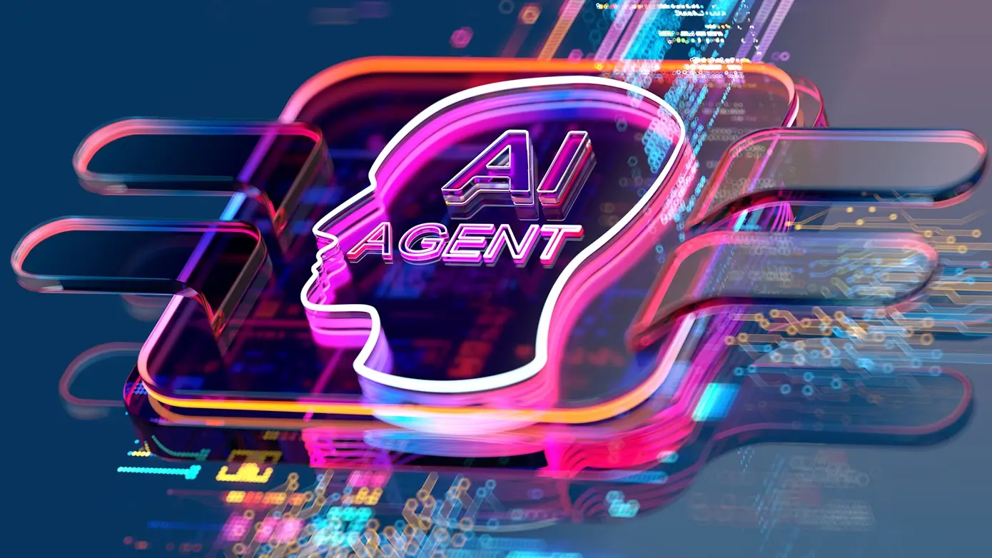 Agentic AI illustration using neon graphics