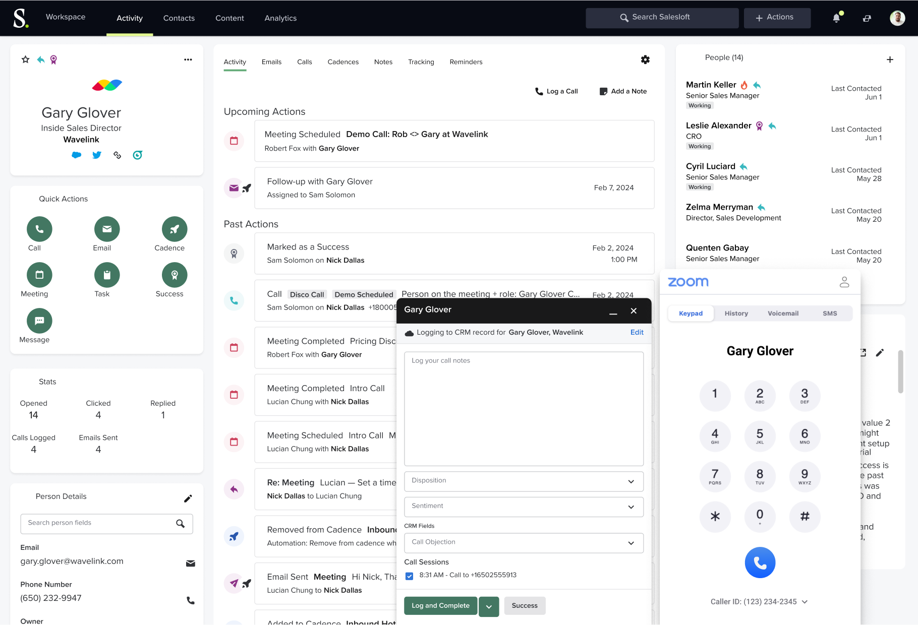 Open Zoom Phone calls side-by-side with your notes in Salesloft.