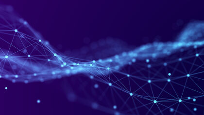 Digital artwork of dots and lines forming a wave