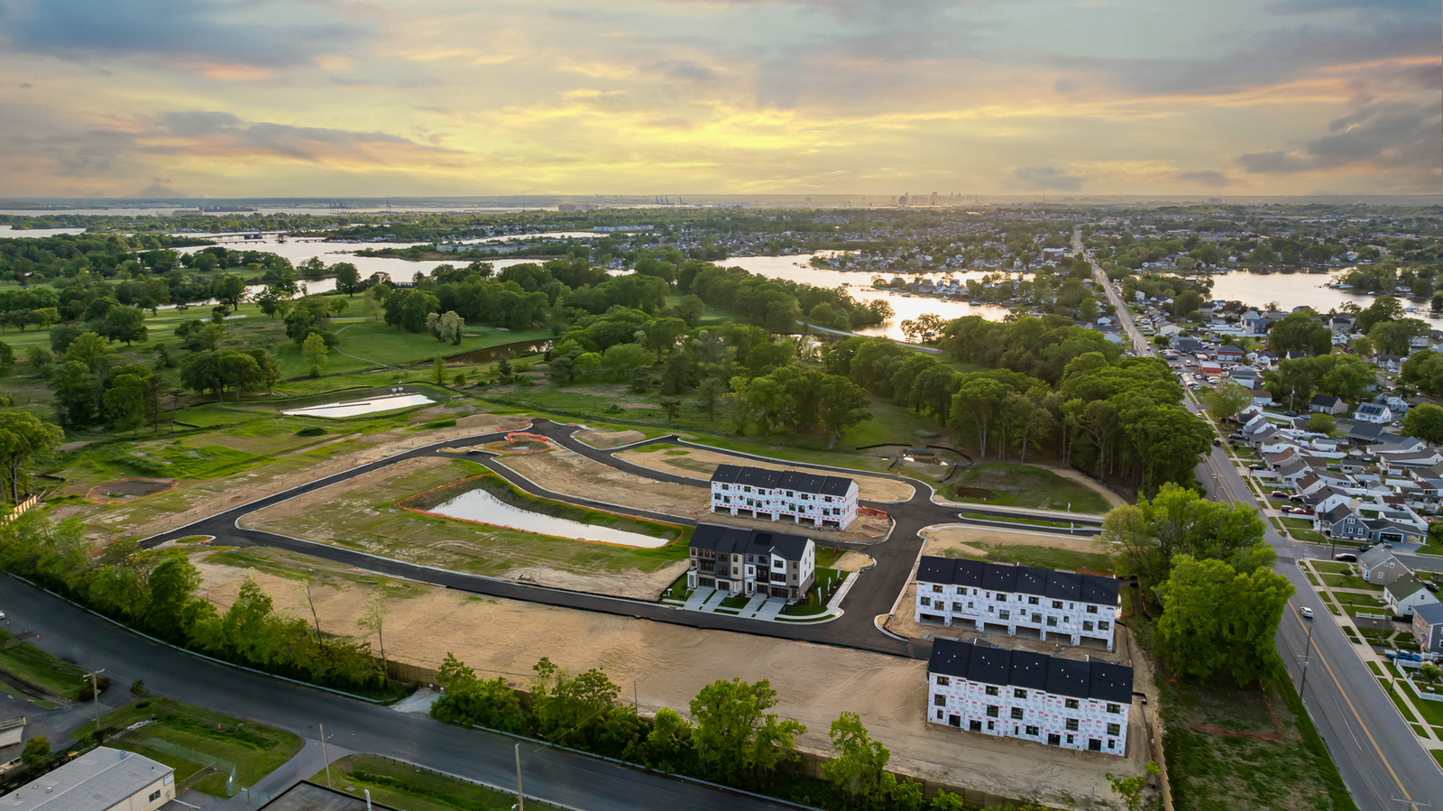 aerial view of the community and it's progress
