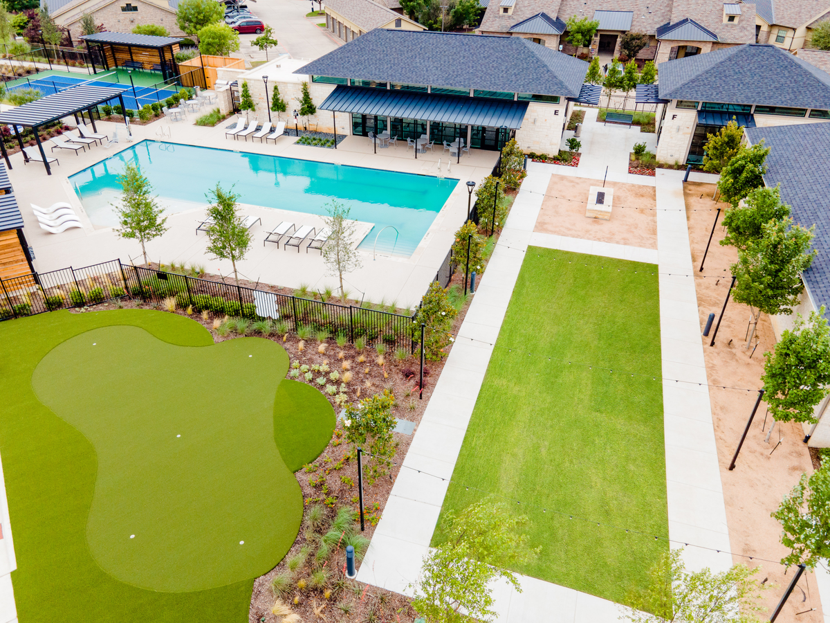 putting green, pool, and event lawn