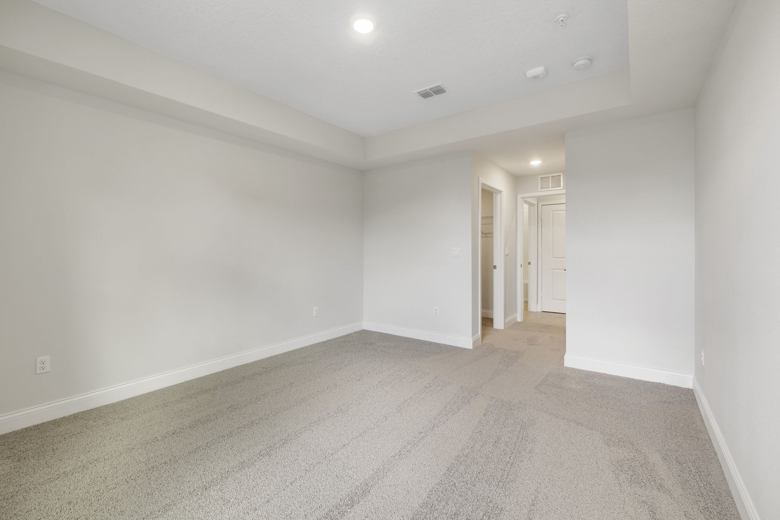 carpet throughout and tray ceilings 
