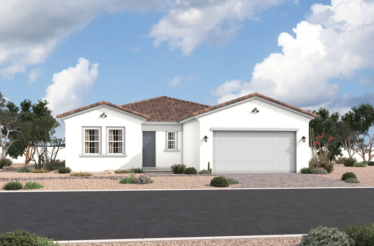 single-story home with desert landscaping