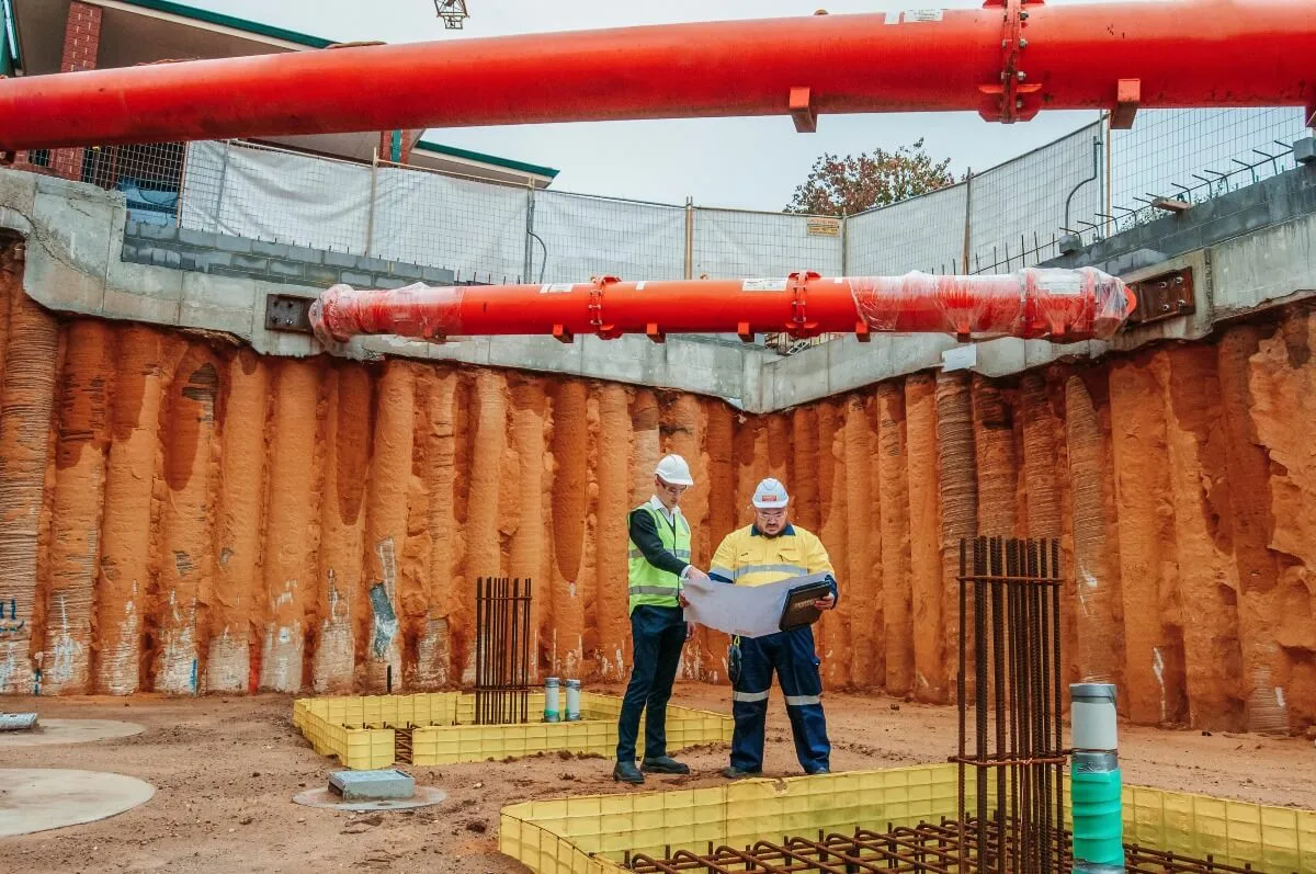 Engineers in excavation site