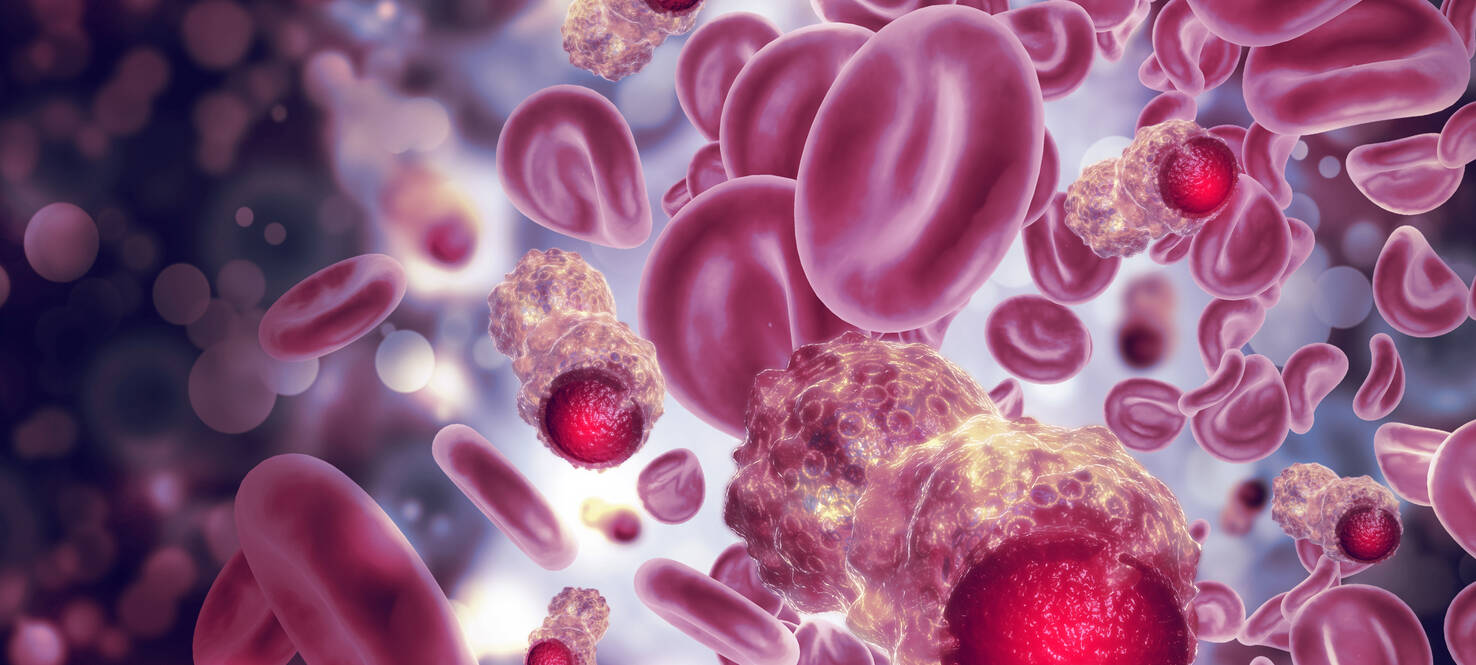graphic of cancer and blood cells