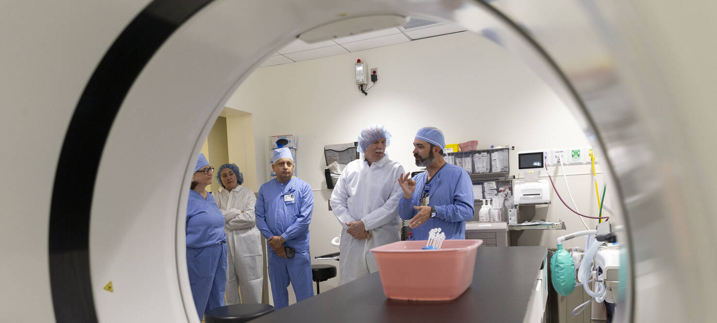 Richard and Melanie Gonzmart tour the new  Richard Gonzmart Brachytherapy Suite at Moffitt. 