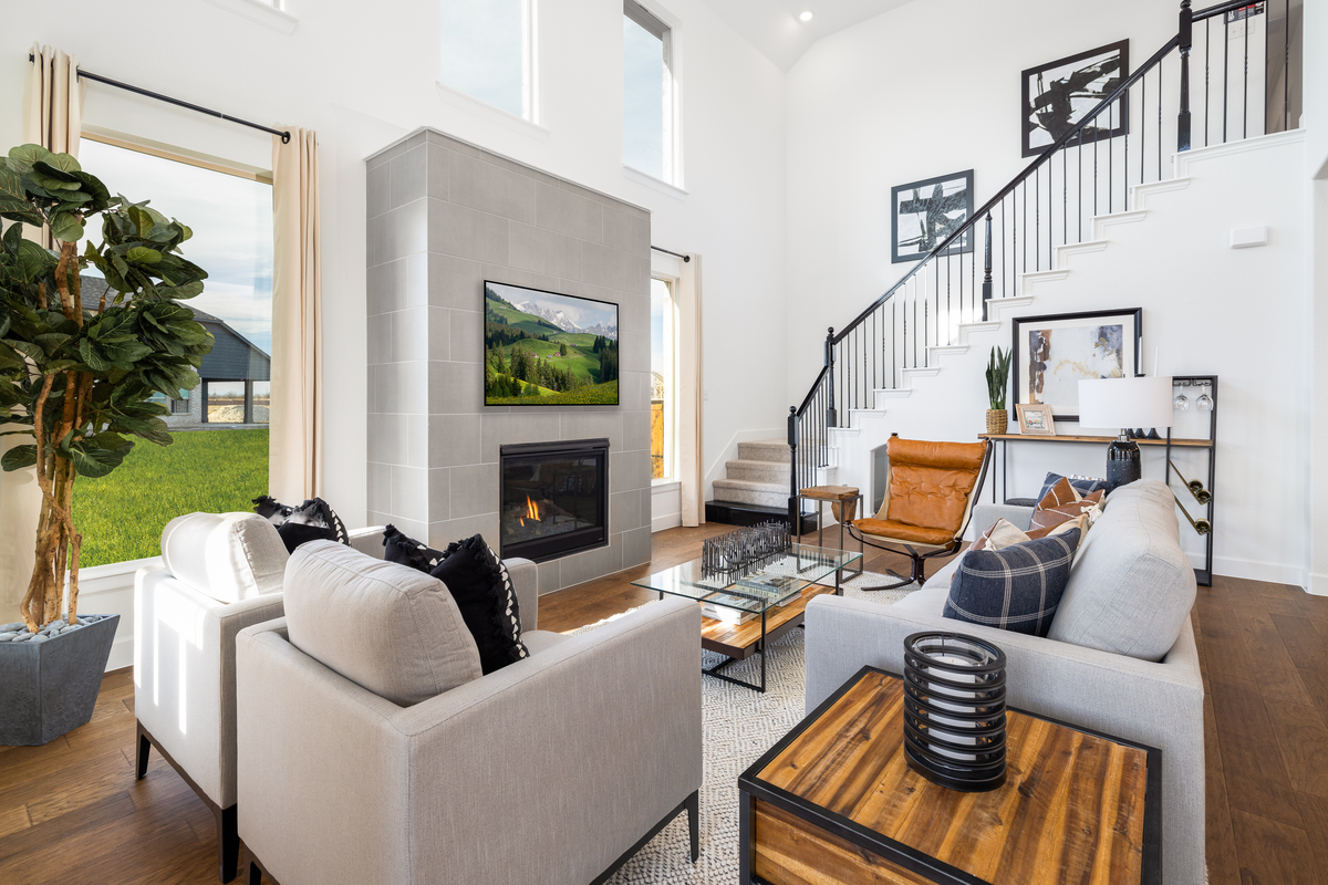 great room with fireplace