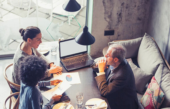 business professionals meeting at a restaurant 
