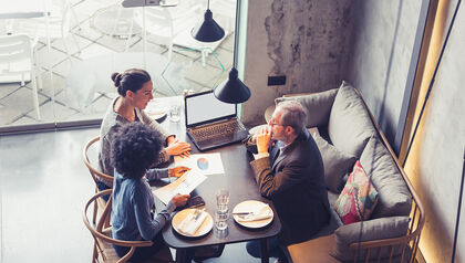 business professionals meeting at a restaurant 