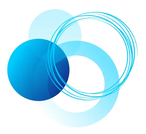 Circles in different shades of blue.