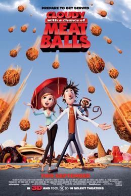 Promotional image for animated movie Cloudy with a Chance of Meatballs