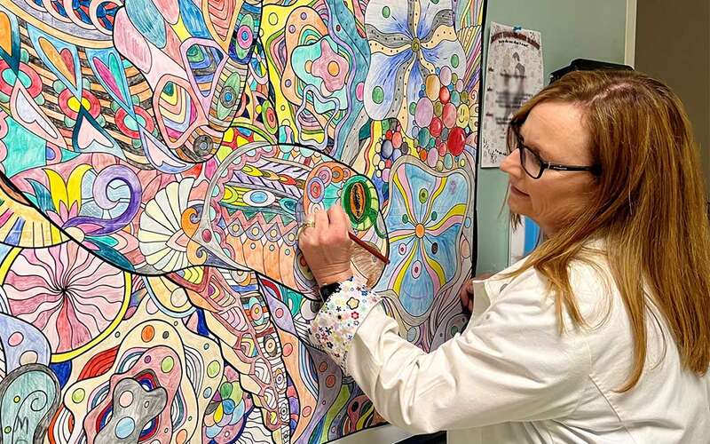 Coloring wall at Moffitt Cancer Center