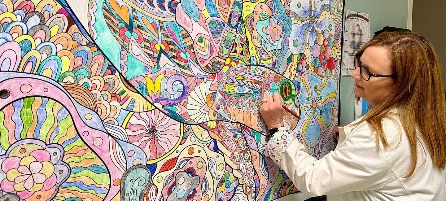 Coloring wall at Moffitt Cancer Center