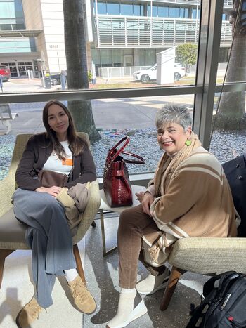 photo of Delia and Maja waiting for appointment at Moffitt