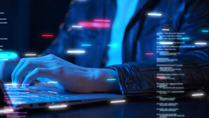 hand using laptop