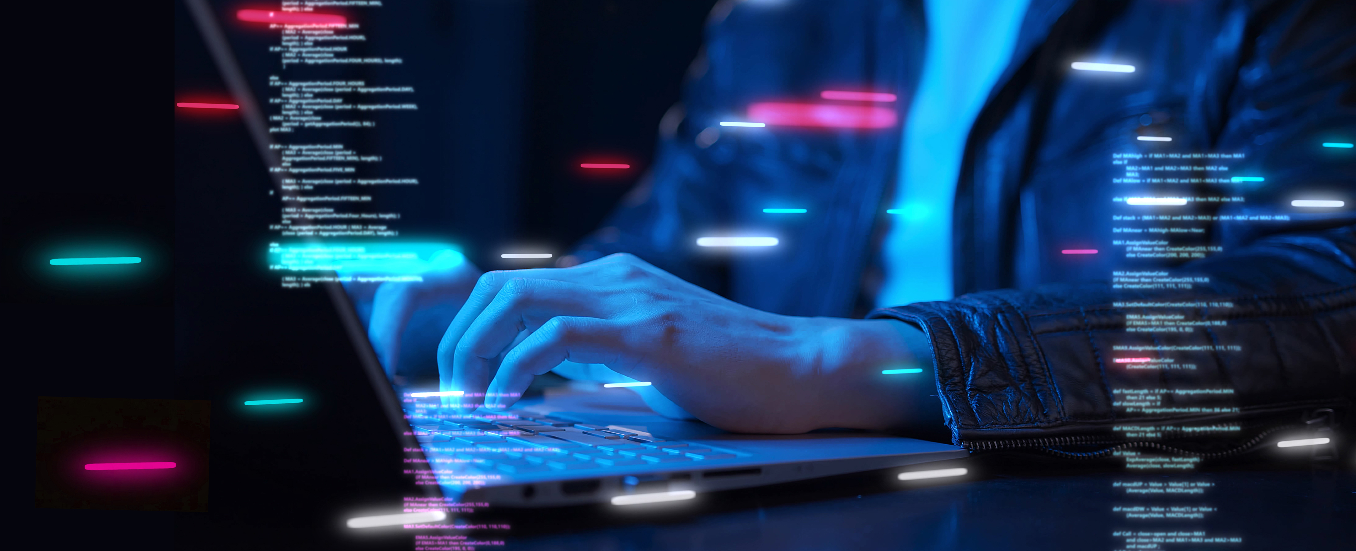 hand using laptop