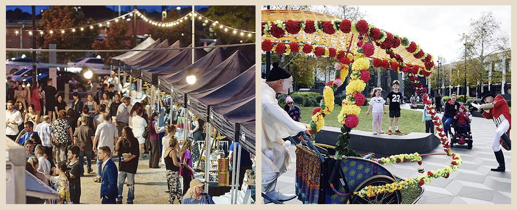 Town Square regularly hosts community markets and school holiday entertainment