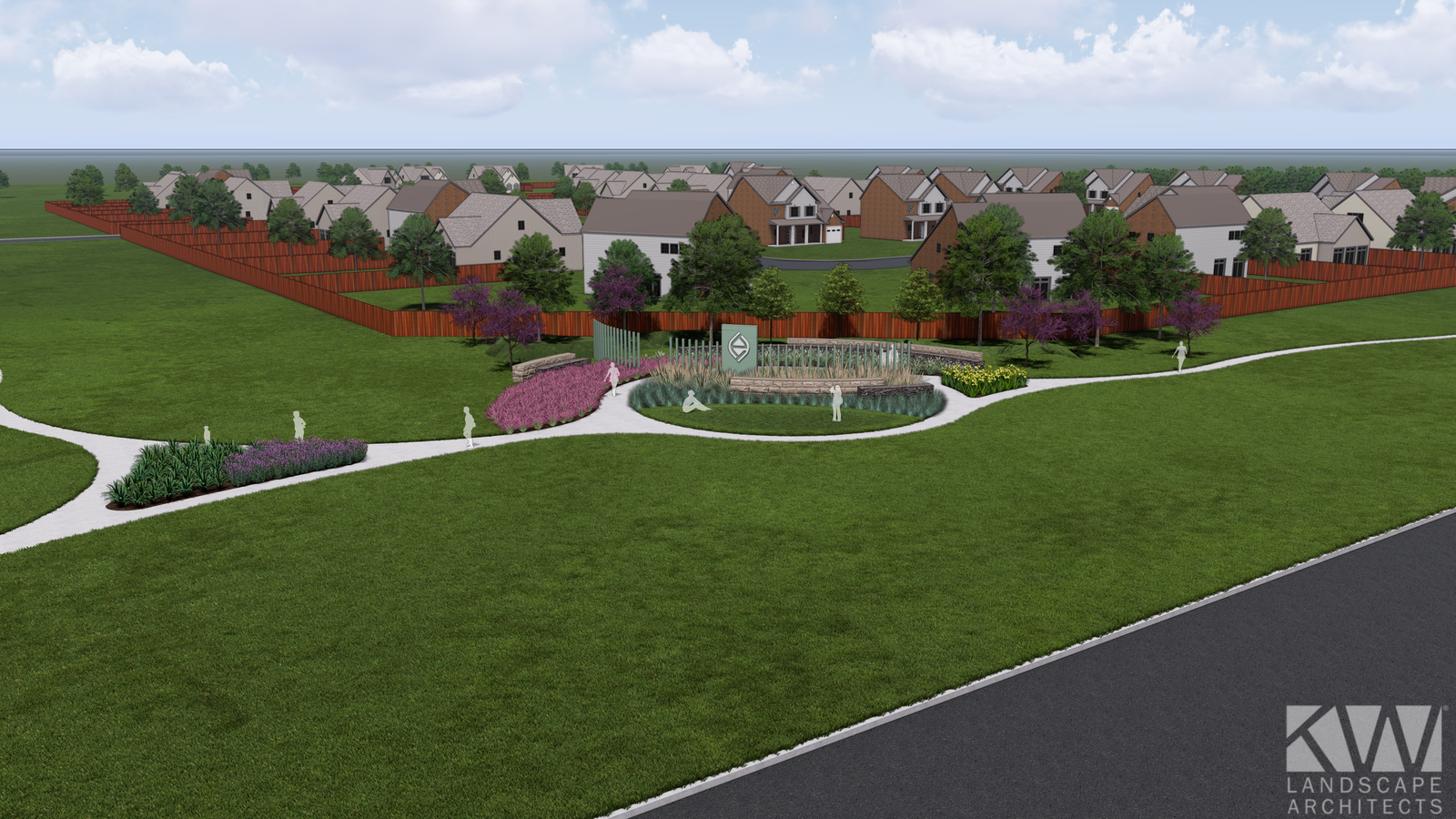 community neighborhood with walkways