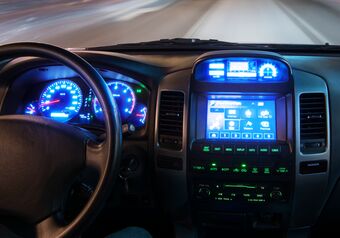 Car at night with dashboard view with EnRoute Pro