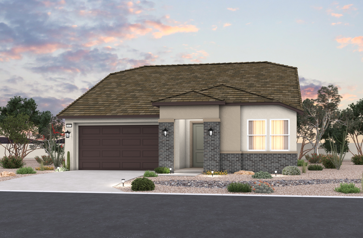 home exterior with stucco & brick