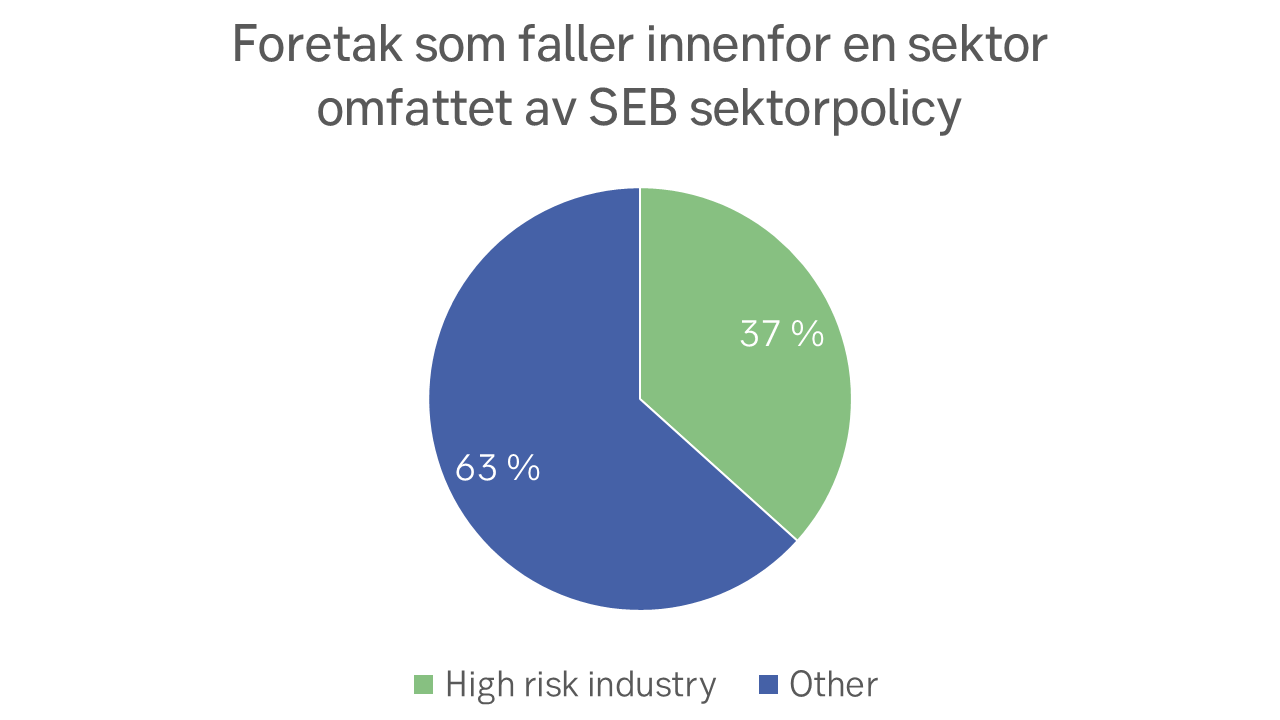 Kakediagram som viser høyrisikosektorer
