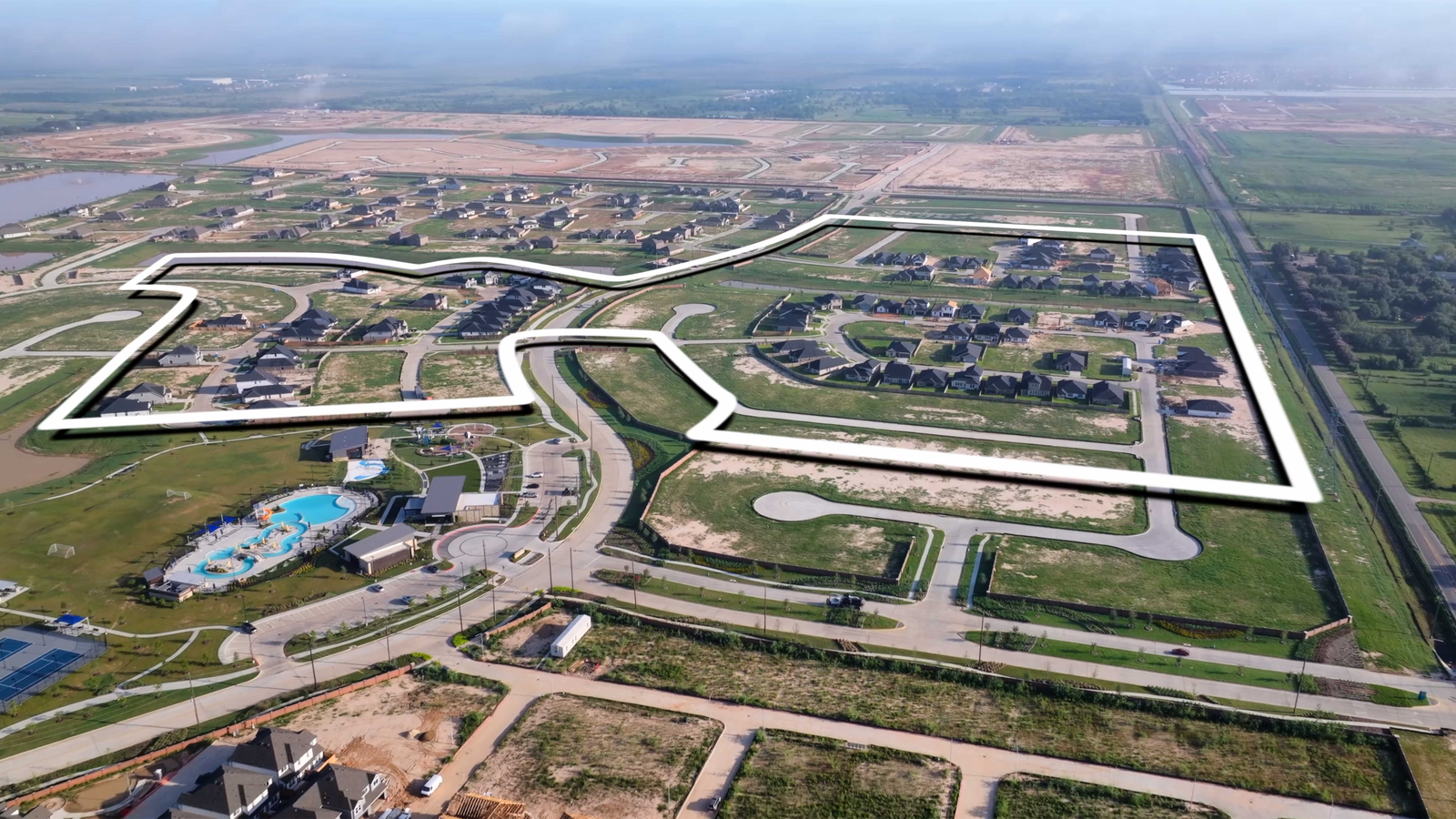 aerial view of sunterra community