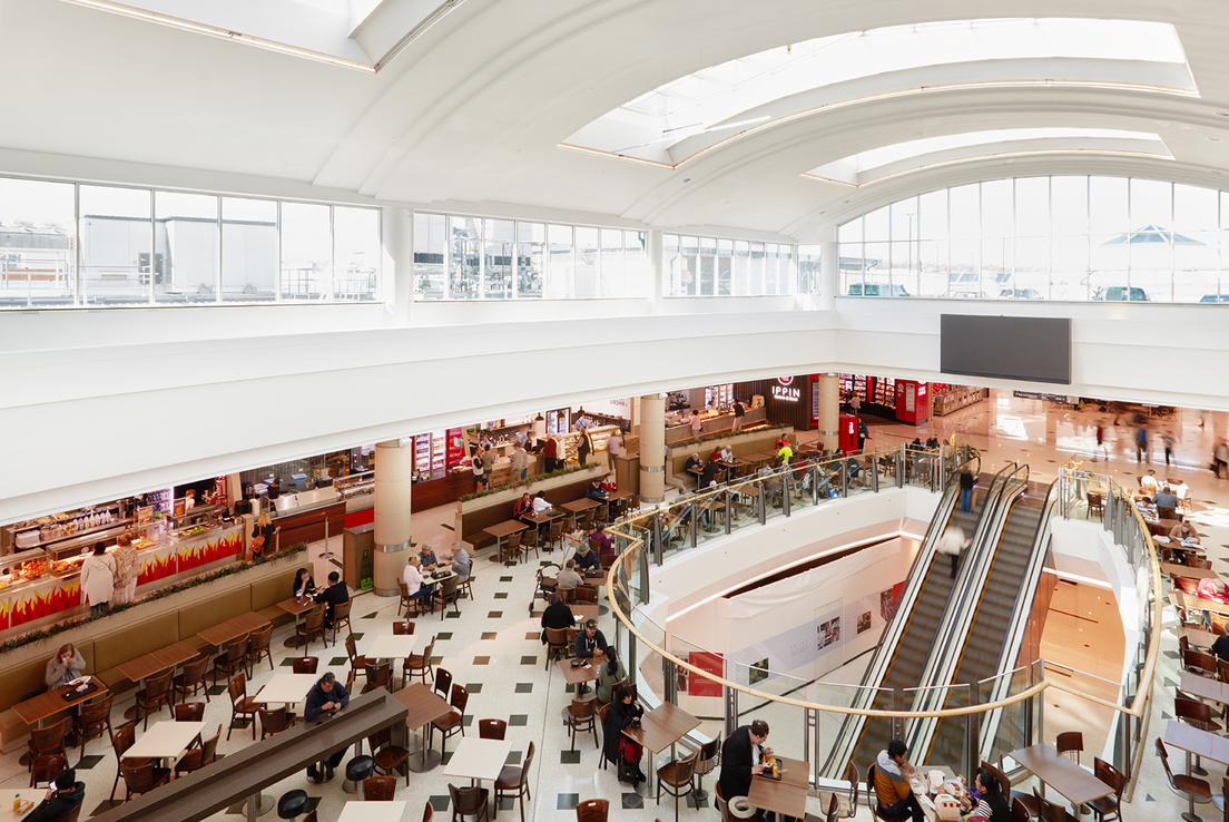 Birds eye view of a food court in shopping centre