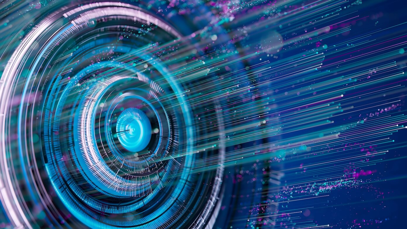 Abstract image of a circular multicolored rings.
