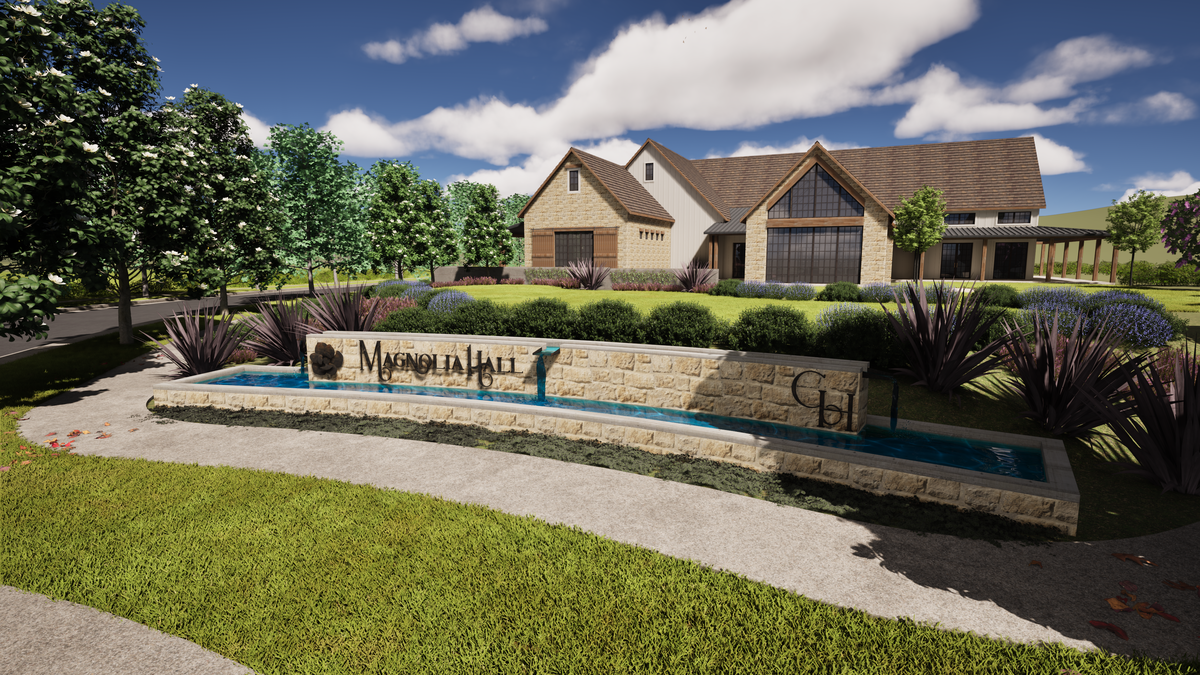 rendering of resort-style amenity with landscaping