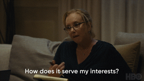 Gerri Kellman from Succession saying How does it serve my interests