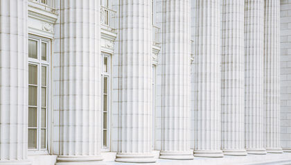 Close-up of government building columns