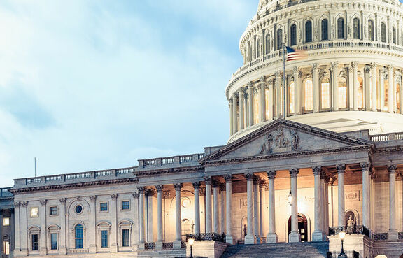 Washington D.C. Capital at dusk with clouds