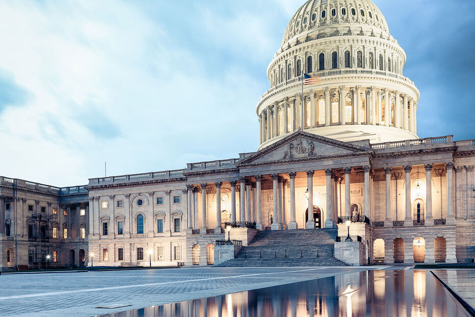 Washington D.C. Capital at dusk with clouds