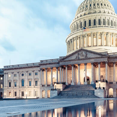 Washington D.C. Capital at dusk with clouds
