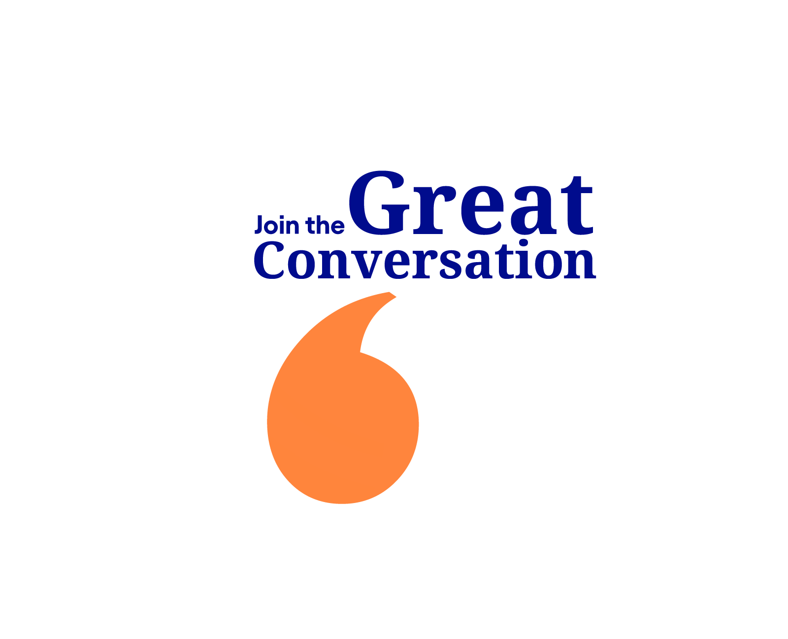 Branded logo with text 'Join the Great Conversation'
