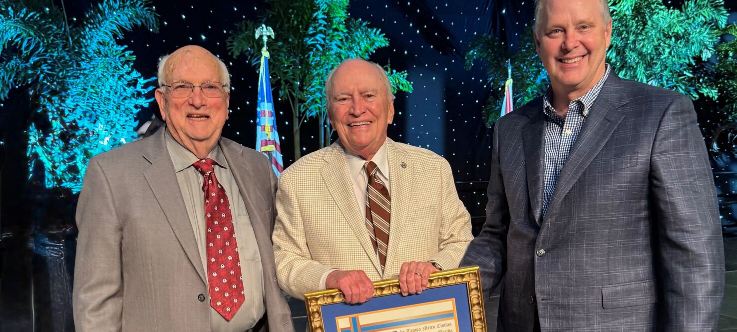 Ted Couch, H. Lee Moffitt and Florida Agriculture Commissioner Wilton Simpson at the governor's luncheon at the Florida State Fair.