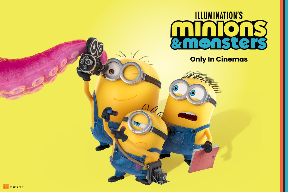 Minions & Monsters promotional artwork featuring Minions, monster-themed imagery and school holiday family fun.