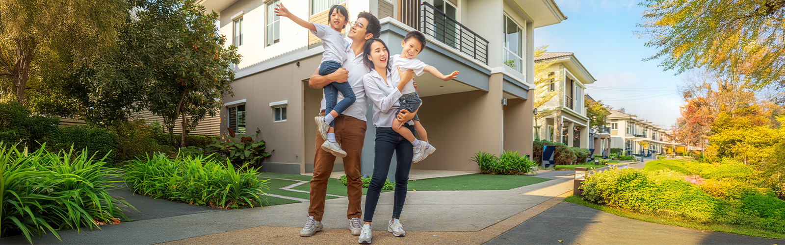 A happy family enjoying their new home