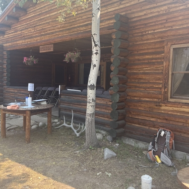 The covered front porch of the Murie Residence