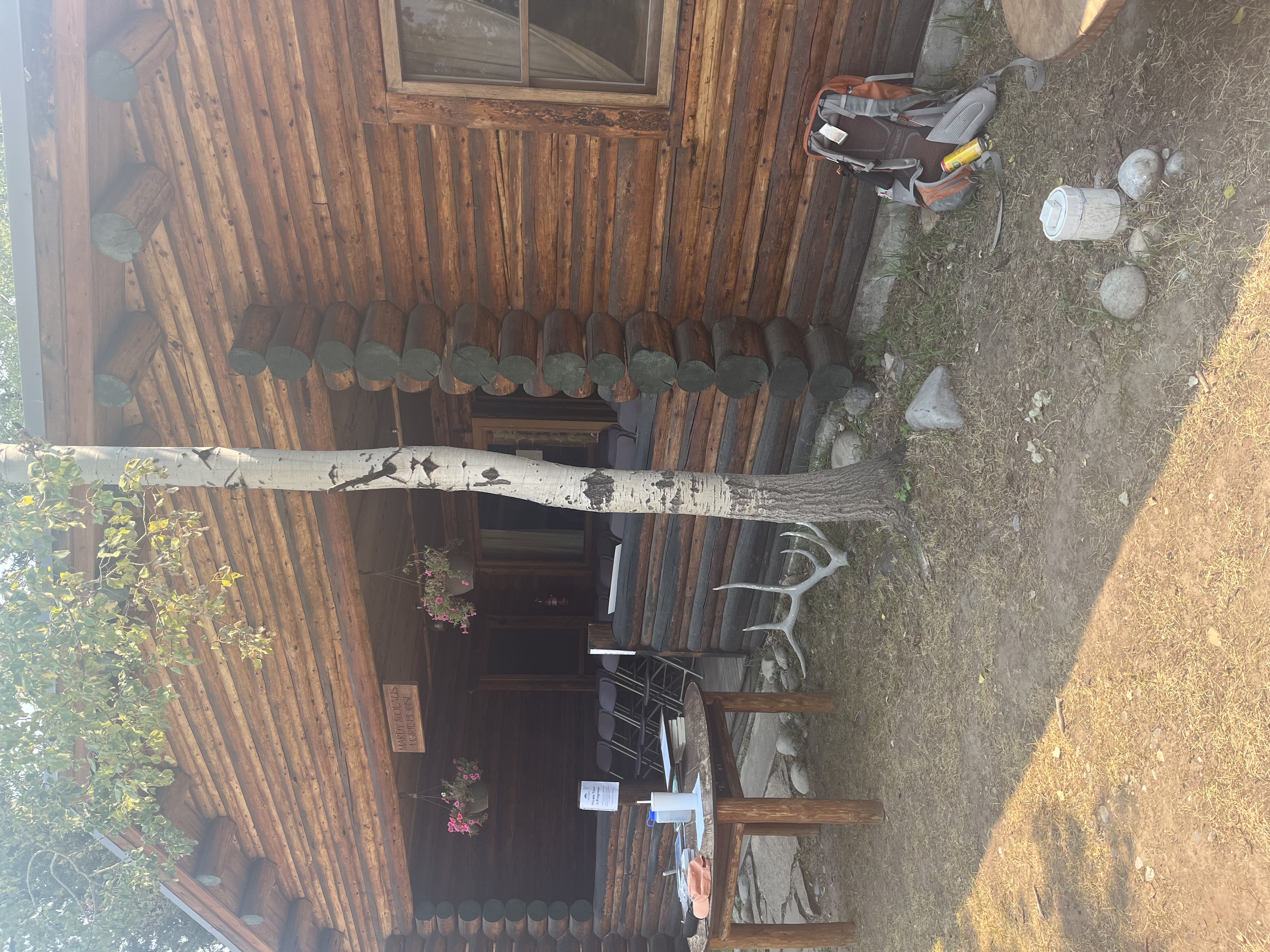 The covered front porch of the Murie Residence