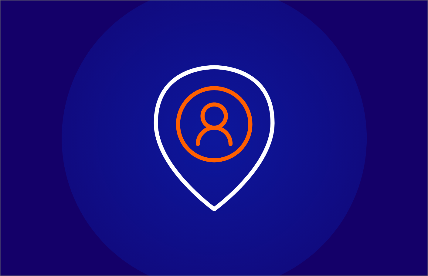 Icon of a location pin with a person icon, symbolizing branch locations or areas where people can visit