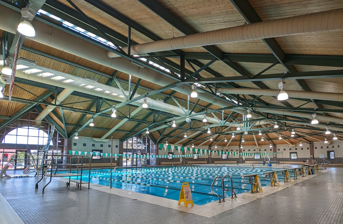 indoor pool at nearby ida lee park for recreation