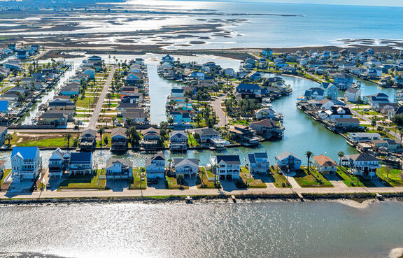 Aerial view of Jamaica Beach in Texas