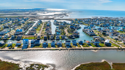 Aerial view of Jamaica Beach in Texas