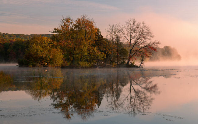 Mist on a lake in Autumn