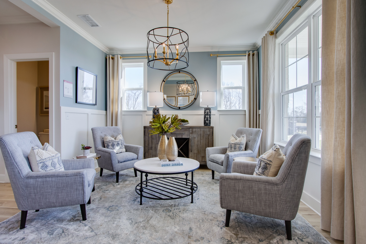 dining room area with four accent chairs