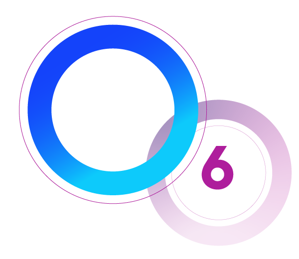 L6M11 text centered within a blue-to-cyan gradient ring, overlapping a smaller purple ring with the text CIPS LEVEL 6.
