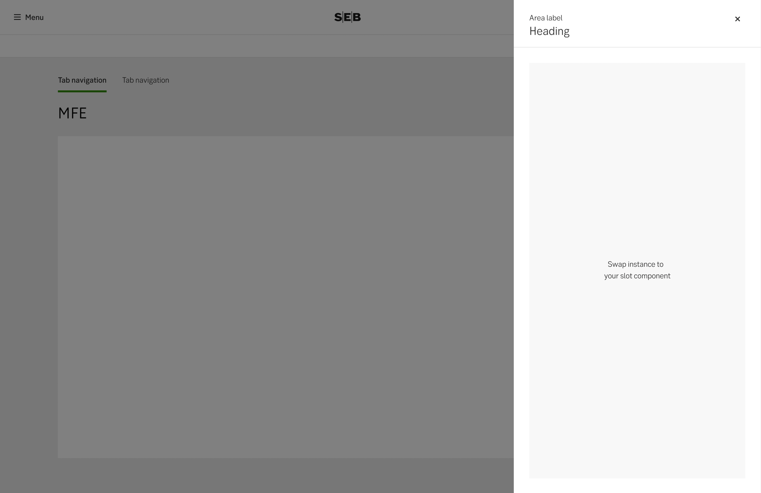 MFE settings in a slide-out