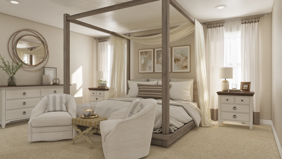upstairs primary bedroom with a king bed