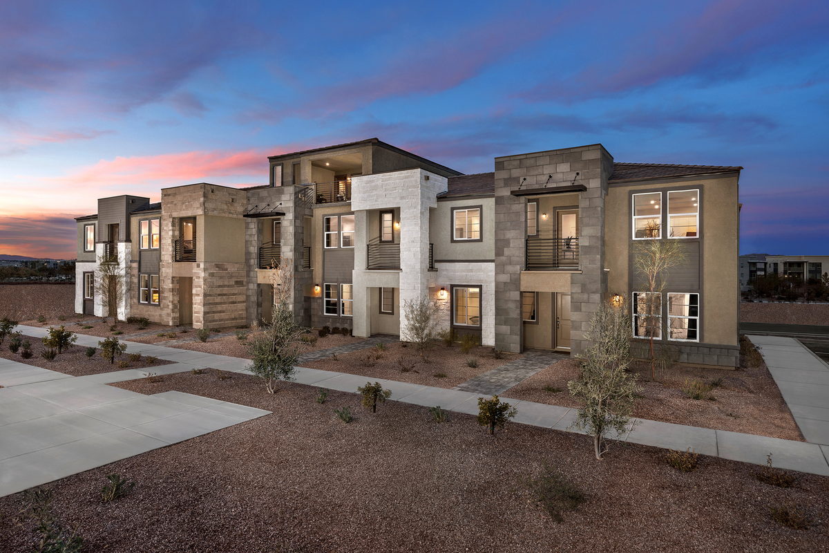 two and three-story townhomes with covered balcony